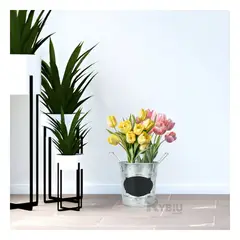 GENERICO - Macetero de Flores de Metal Cubo Plateado Y+Regalo Stickers