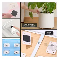 GENERICO - Set de 4 Mini Ruedas Giratorias Portatiles en Blanco
