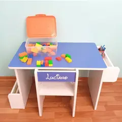 AMUEBLE - Escritorio de melamine niño Luciano AzulBlanco Tiendas