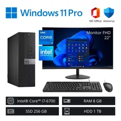 DELL - Computadora PC OptiPlex Intel Core i7-6700 8GB RAM 256GB SSD 1TB HDD + Monitor 22” FHD