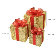 GENERICO - CAJA DE REGALO 3 IN1 , CON LUCES LED DE NAVIDAD, VIENE CON LAZO ROJO