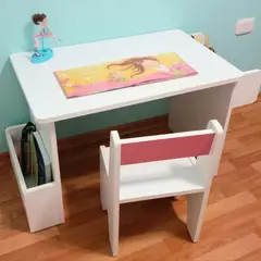AMUEBLE - Escritorio de melamine niña Martha BlancoRosadoTiendas