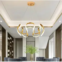 GENERICO - Lámpara colgante Aurora dorado 3 luces incluye control