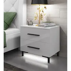 TU MESITA - Velador Moderno 2 cajones Maddy color Blanco
