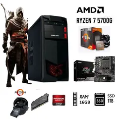 AMD - Computadora PC  RYZEN 7-5700G  3.2Ghz RAM 16GB  DISCO SOLIDO SSD 1TB