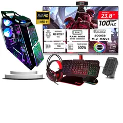 TEROS - Computadora ryzen 7 5700g ram 16gb ssd 500 monitoR Curvo 24 full hd web cam