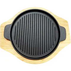 GENERICO - Sarten Redonda De Hierro Fundido Con Revestimiento De Madera
