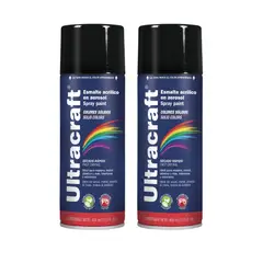 TRUPER - Pintura spray color NEGRO BRILLANTE, 2 UNIDADES ULTRACRAF