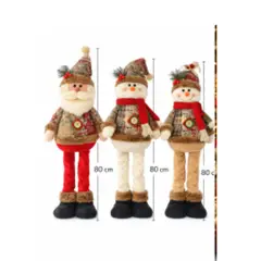 GENERICO - 3 PATILARGAS NAVIDEÑAS RENO, PAPA NOEL, MUÑECO DE NIEVE