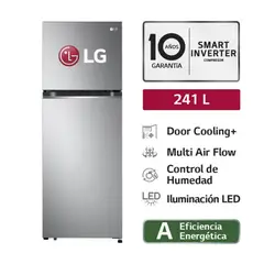 LG - Refrigeradora LG 241L Door Cooling Top Freezer GT24BPP - Plateada