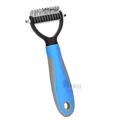 GENERICO - Peineta Pet Ergonomica Mediano en Tono Celeste Y+Stickers