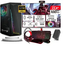 CYBERTEL - Computadora ryzen 7 5700g ram 16gb ssd 500  monitoR Curvo 24 full hd web cam