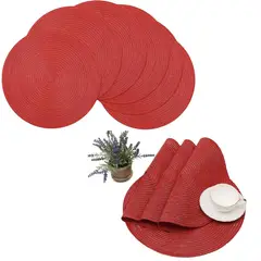 DE ROMA - SET INDIVIDUALES REDONDO ROJO X 6 UND