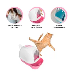 RYBIU IMPORT - Bandeja Funcional para Gatos Fucsia Y+Banderitas adhesivas