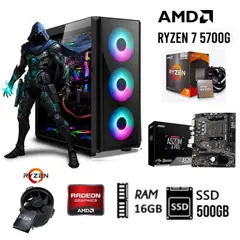 AMD - Computadora PC GAMER RYZEN 7-5700G 3.2Ghz RAM 16GB DISCO SOLIDO SSD 500GB