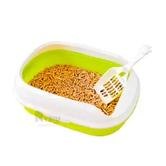 RYBIU IMPORT - Arenero con Pala Coladora para Felino en Verde Y+Stickers