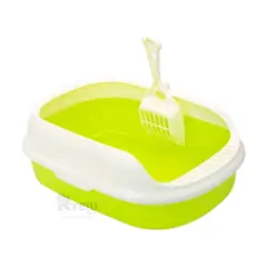 RYBIU IMPORT - Arenero con Laterales Elevados y Pala para Gatos en Verde