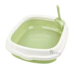 RYBIU IMPORT - Baño para Gatitos con Pala 40x33x11 Verde Y+Gift Stickers