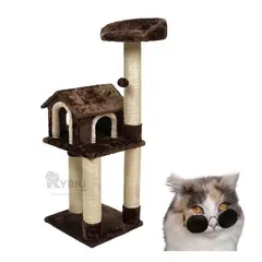 GENERICO - Centro Moderno para Gato en Tono Marron Y+Ligas de Regalo