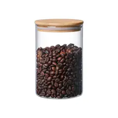 INSPIRA - Frasco de Vidrio Borosilicato con Tapa de Bambú 450 ml