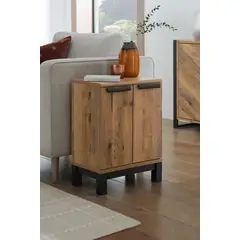 TU MESITA - Mesa Lateral Yuliet 2 puertas color Marrón