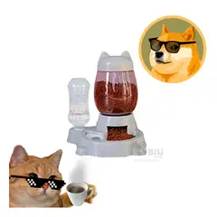 GENERICO - Comedero para Gatos 2 en 1 de Color Gris Y+Stickers