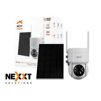 Nexxt Solutions - Cámara Inalámbrica PTZ Nexxt NHC-OP20S 3MP 2K Panel Solar Sirena Reflector IP65