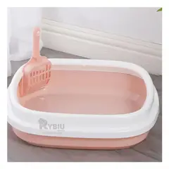 RYBIU IMPORT - Arenero Practico para Pet 40x33x11 Rosado Y+Regalo Stickers