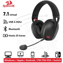 REDRAGON - Audífonos Ire Pro Wireless H848 Black Color Negro