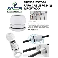GENERICO - PRENSA ESTOPA PARA CABLE PG24 PG25 DIAMETRO DE 16-21MM PVC IMPORTADO