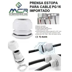 GENERICO - PRENSA ESTOPA PARA CABLE PG16 DIAMETRO DE 10-13MM PVC IMPORTADO