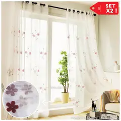 INSPIRA - Cortina de Voile cortina elegante 140 X 240 cm SET Flores