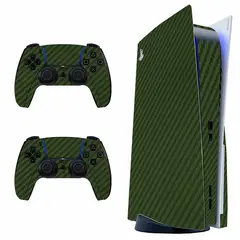 SKIN - Fibra de Carbono Verde para PS5 Disk - Adhesivo Premium - Protección Anti-rayaduras