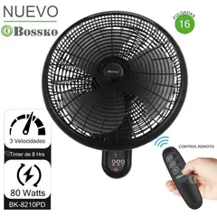 BOSSKO - Ventilador de Pared 3Vel 80W BK-8210PD + Control
