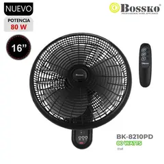 BOSSKO - Ventilador De Pared de 16 BK - 8210PD con Control Remoto