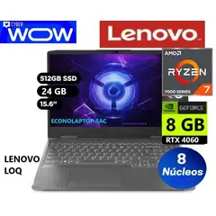LENOVO - LAPTOP LOQ 15.6″ R7 24GB RAM 512GB SSD 8GB DE VIDEO RTX 4060