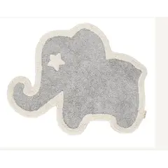 NATHAN - Alfombra Infantil de Algodón Elefante Gris 110x086