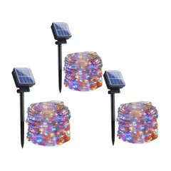 GENERICO - PACK 3 LUCES NAVIDEÑAS CON PANEL SOLAR AHORRATIVO