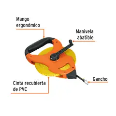TRUPER - Wincha de Fibra de Vidrio 50 Metros Tipo Cruceta 12647