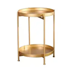 GENERICO - Mesa De Centro Doble Capa Minimalista Sala De Estar Redonda Dorado