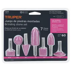 TRUPER - Juego de 7 piedras montadas zanco 1/4", uso general,