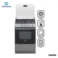 INDURAMA - COCINA DE PIE A GAS 4 HORNILLAS ACERO INOX - CORUÑA