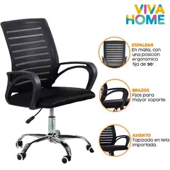 GENERICO - Silla Ergonómica De Oficina VIVA HOME Giratorio 0828 Negro