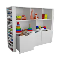 TU MESITA - Estante Organizador para Niños Zeus Blanco 3Baúles CRuedas