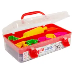 GENERICO - CAJA DE HERRAMIENTAS Y PLASTELINAS NILO + MOLDES + RODILLO