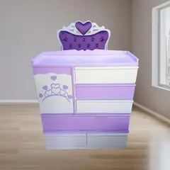 GENERICO - Cama cuna de plaza y media con comoda desmontable morado