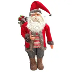 GENERICO - Papa Noel Decorativo de 1mtr botón de melodías en el costal de regalo