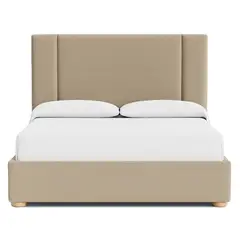 GENERICO - Cama Tapizada Lisa Milán Beige Queen