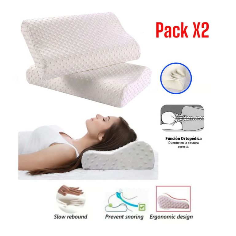 Pack 2 Almohadas Ergonómicas Viscoelástica Memory Pillow Funda