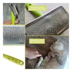 GENERICO - Peineta Mascotas con Puntas de Metal Suave Verde Talla M